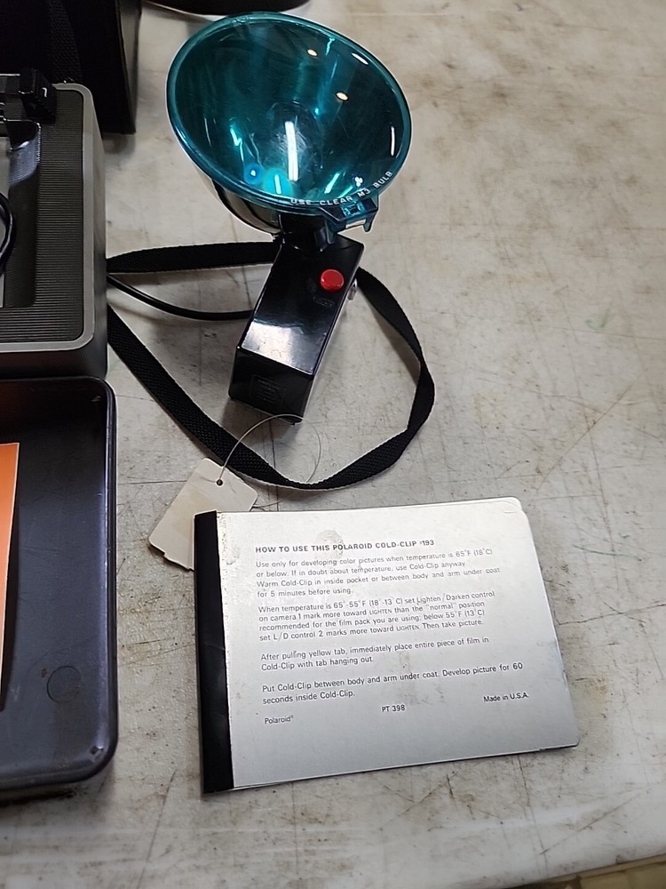 Polaroid 330 Land Camera Flash, Bulbs, And Leather Case! UnTested