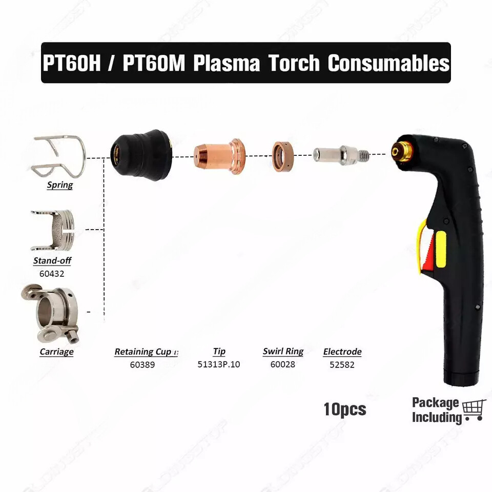 Plasma Electrodes for PT-60 PT-40 IPT60 IPT-60 Torch Pkg10pcs
