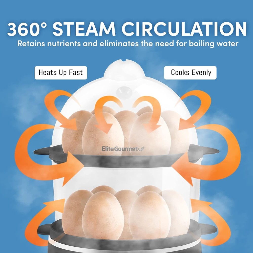 Digital egg cooker, egg steamer 2 tiers, measuring cup, 14 egg capacity