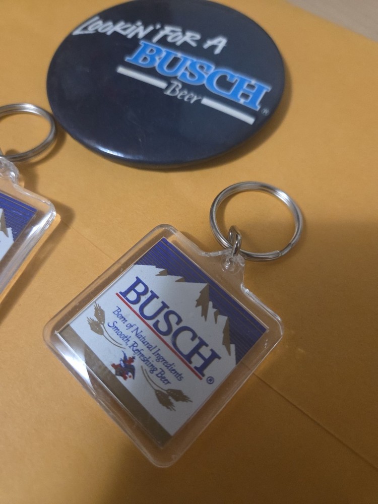 Busch Beer Keychain And Pin Button