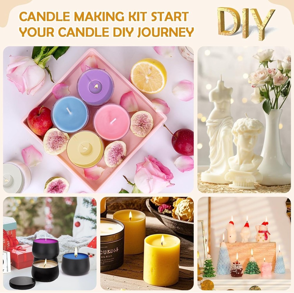 Candle Making Set with Essential Oils & Jars - Complete DIY Kit for Home Decor