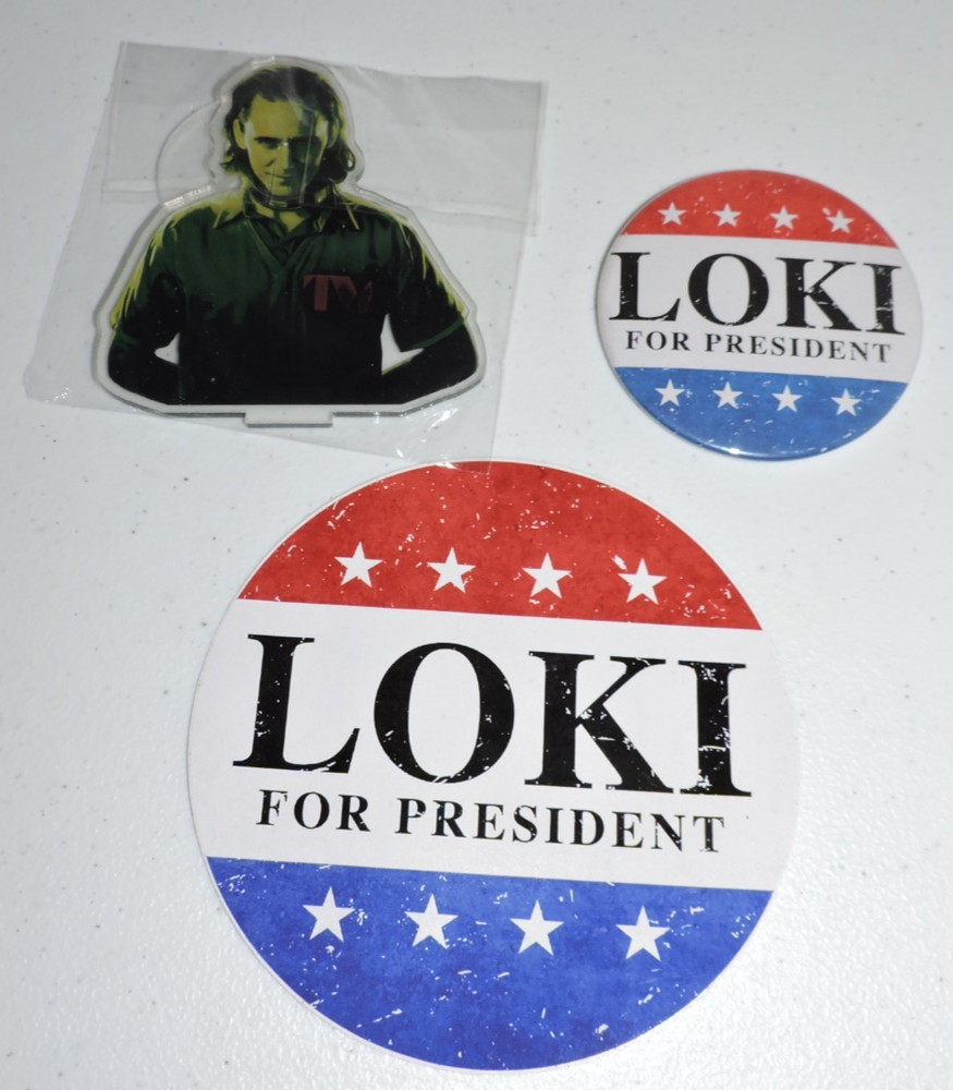 Loki For President Button, Sticker and acrylic display