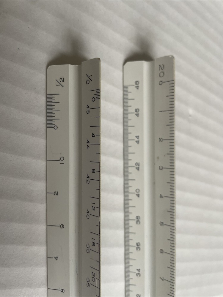 H 2 Pack Architectural Scale Ruler, 12" Triangular Architect Scale Engraf