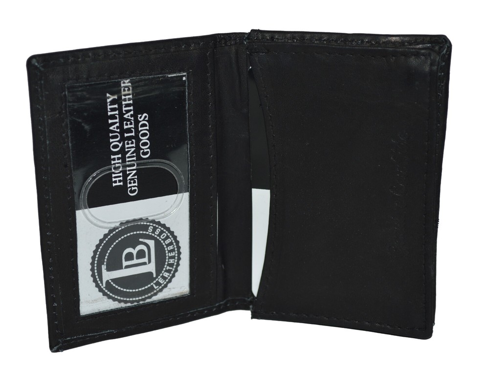 Leatherboss Leather Card Case Front Pocket Wallet ID Window Slim Thin Mini