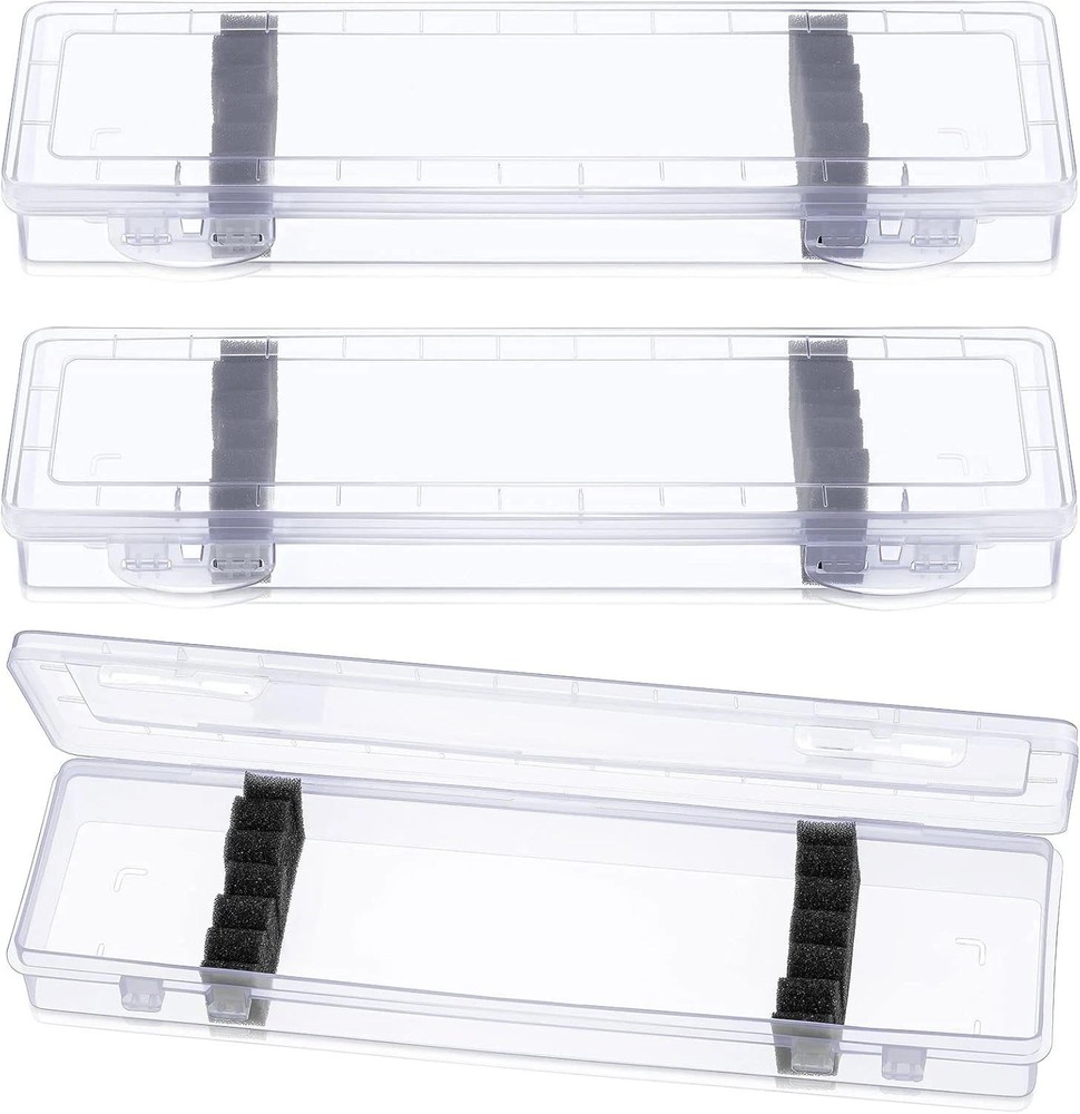 3 Pcs Paint Brush Storage Containers with Foam Inserts, Black