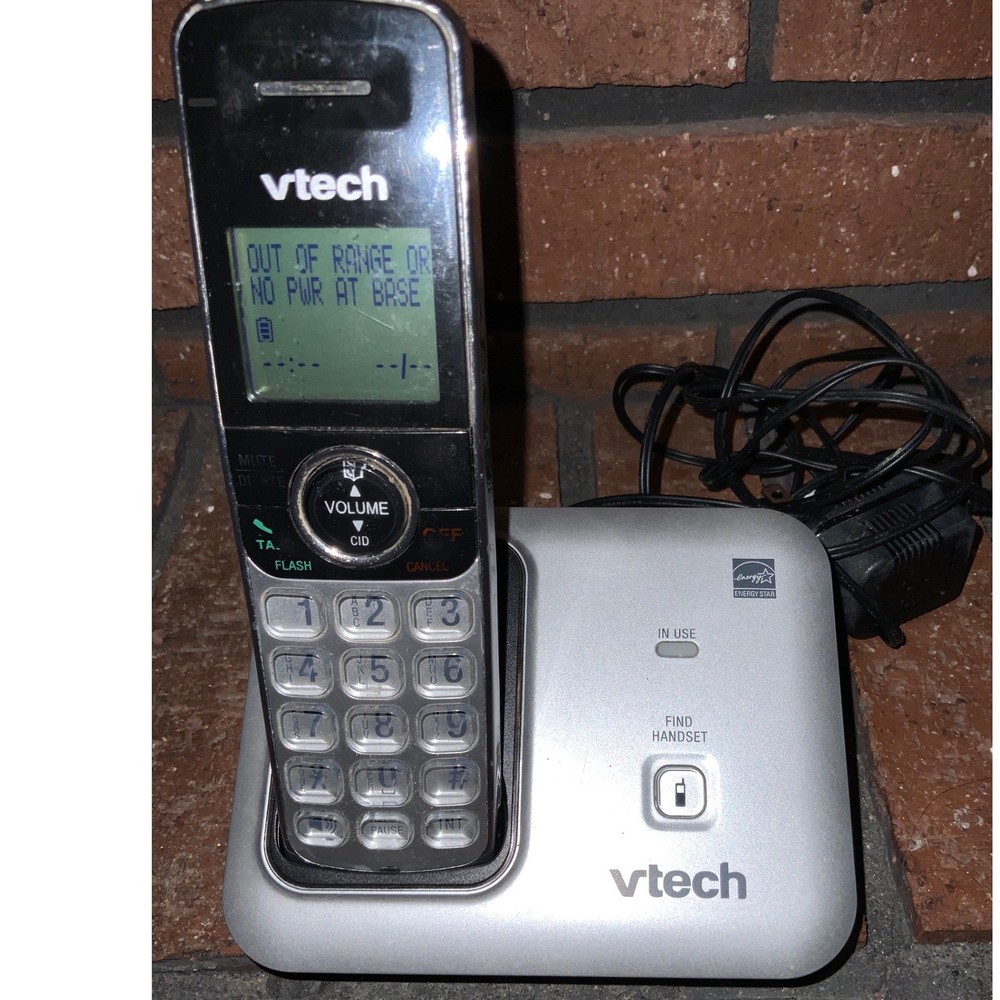 Vtech CS6419-2 Cordless Phone System DECT 6.0 Digital Silver Black Handset Base