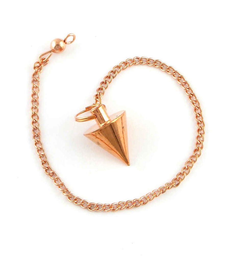 Cone Shaped Copper Plated Brass Pendulum w/ Chain ms027