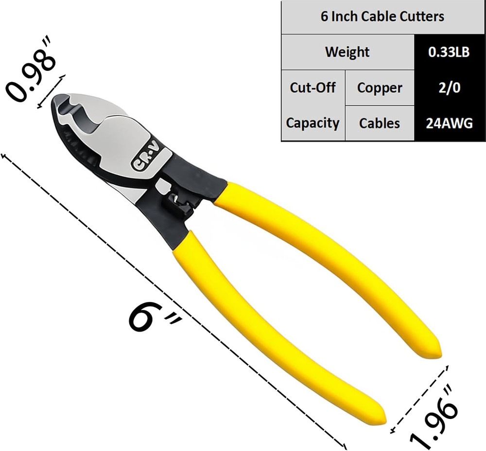 6 Inch Cable Cutters,Sharp,Rust-Proof,Anti-Slip Handle.