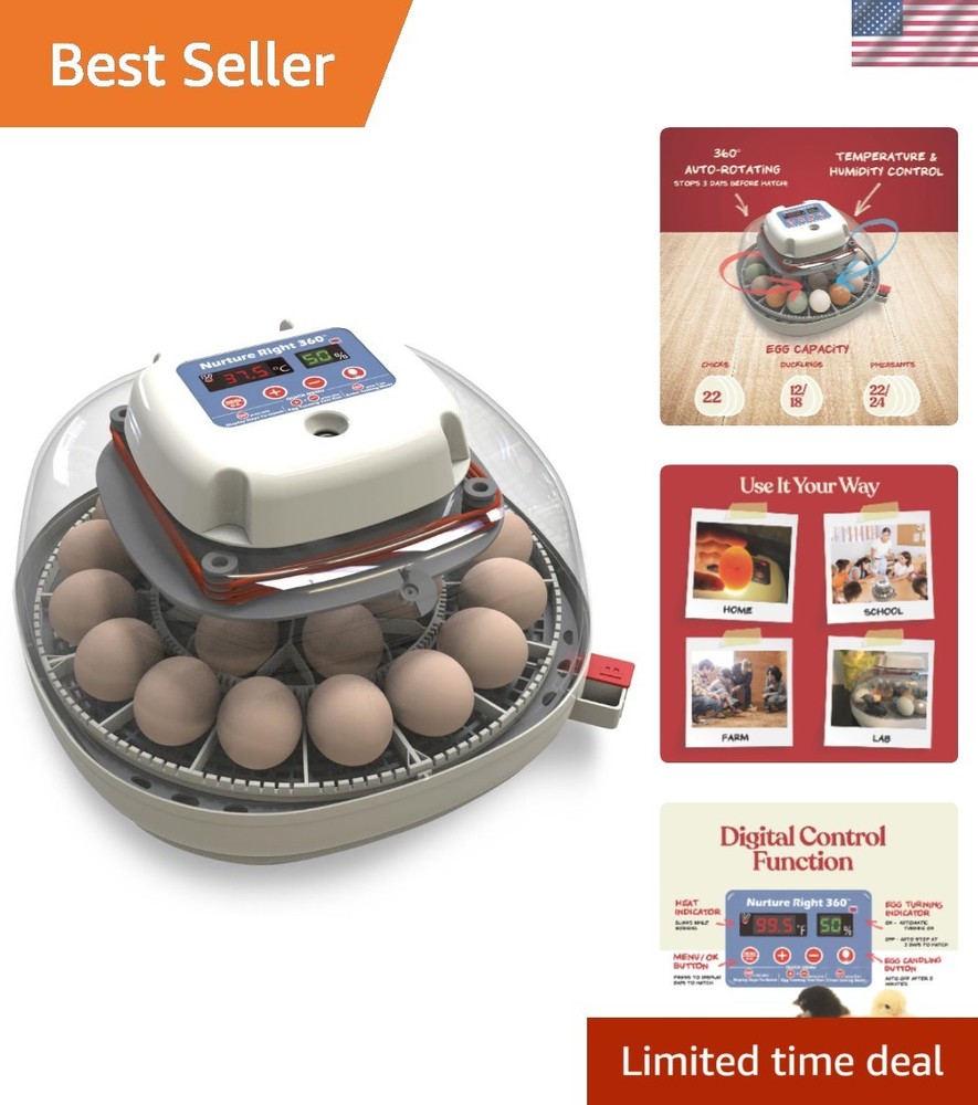 Compact Nurture Right Egg Incubator for Successful Hatching – 12-22 Egg Capacity