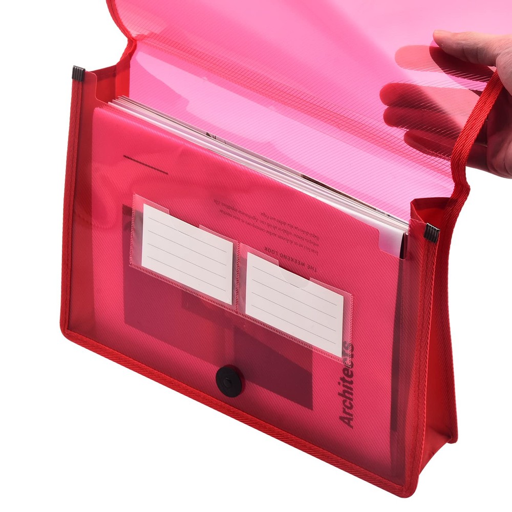 Expanding File Folder Document Organizer with Elastic Cord & Button Closure, ...