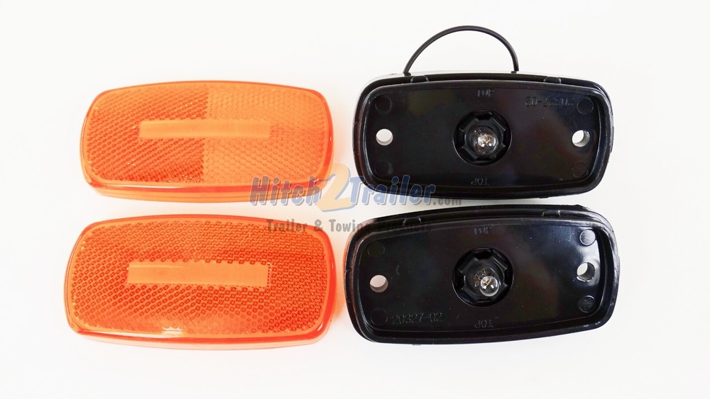 2 - Amber Marker / Clearance Light Incandescent RV Trailer Truck black base