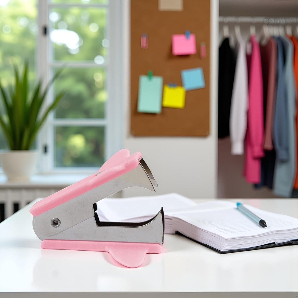 Pink Staple Removers Modern Plastic Pullers Non-Slip Handle Easy-Grip 3 PCS