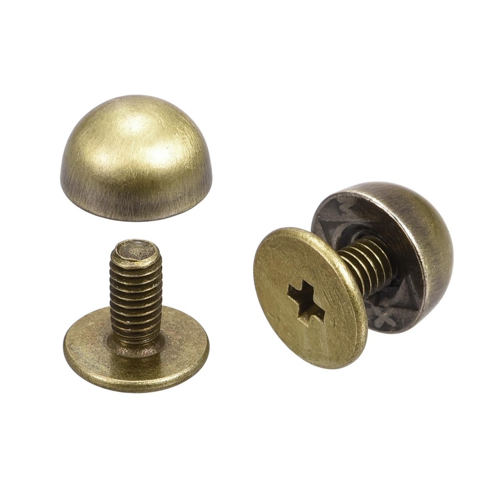 8x5mm Back Screw Rivets Solid Round Head Leather Studs Tanned 20 Sets