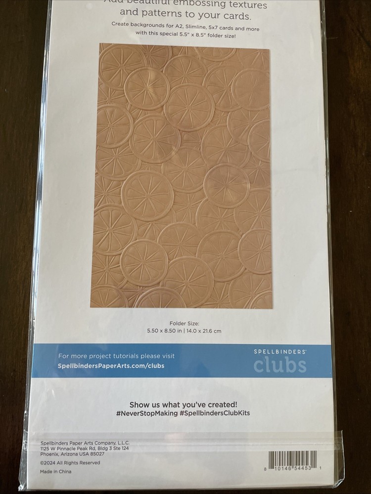 Spellbinders 3D Embossing Folder Summertime Citrus, New