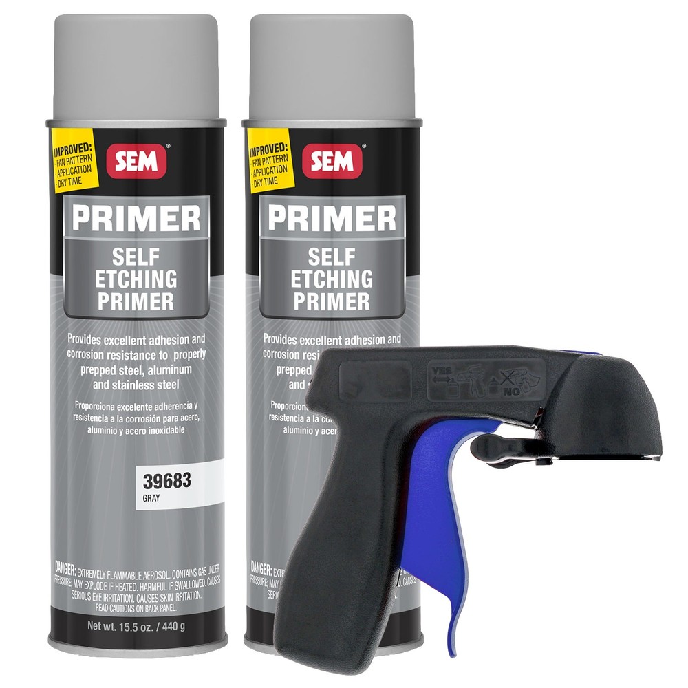 SEM 39683 Self Etching Primer Gray 15.5oz. 2 Pack with Spray Can Trigger Handle