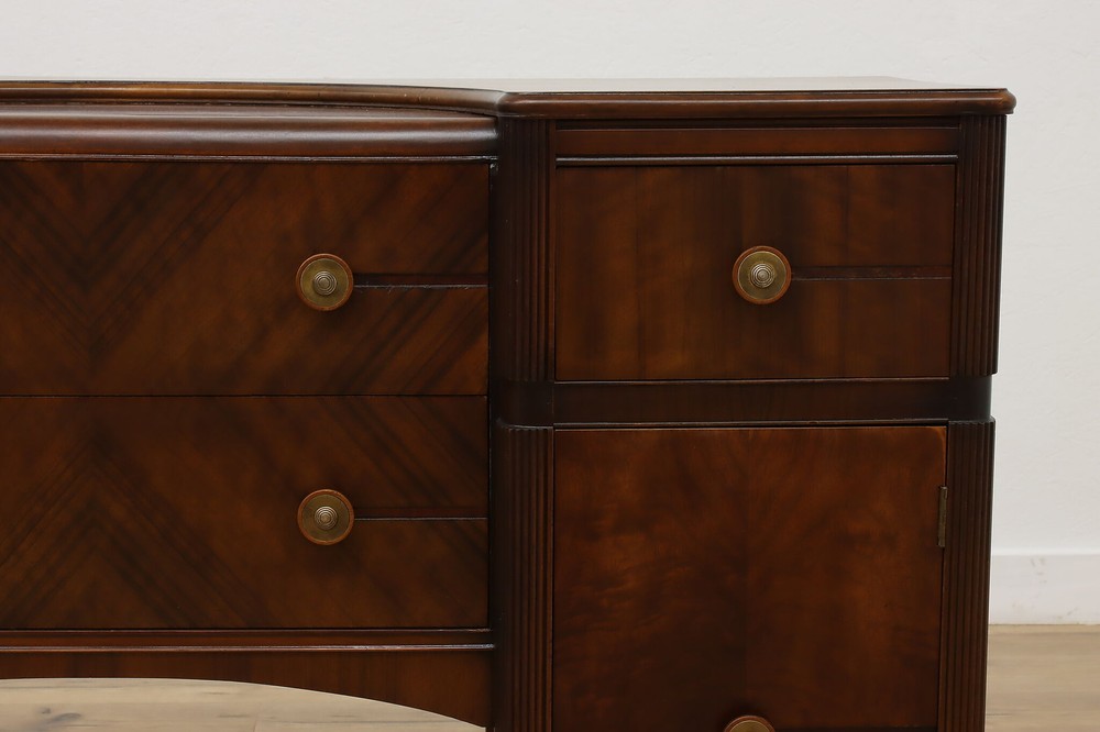 Art Deco Vintage Waterfall Buffet Sideboard Server, Globe #52199