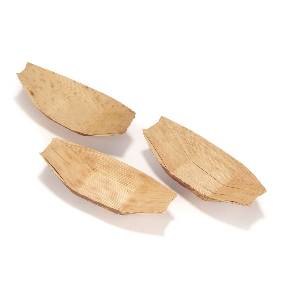 BambooMN Premium Decorative Bamboo Leaf Boats Tray - Multiple Sizes & Quantities