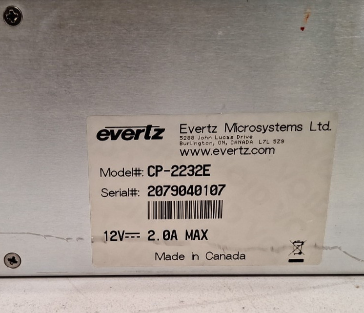 Evertz CP-2232E Advanced System Control Panel