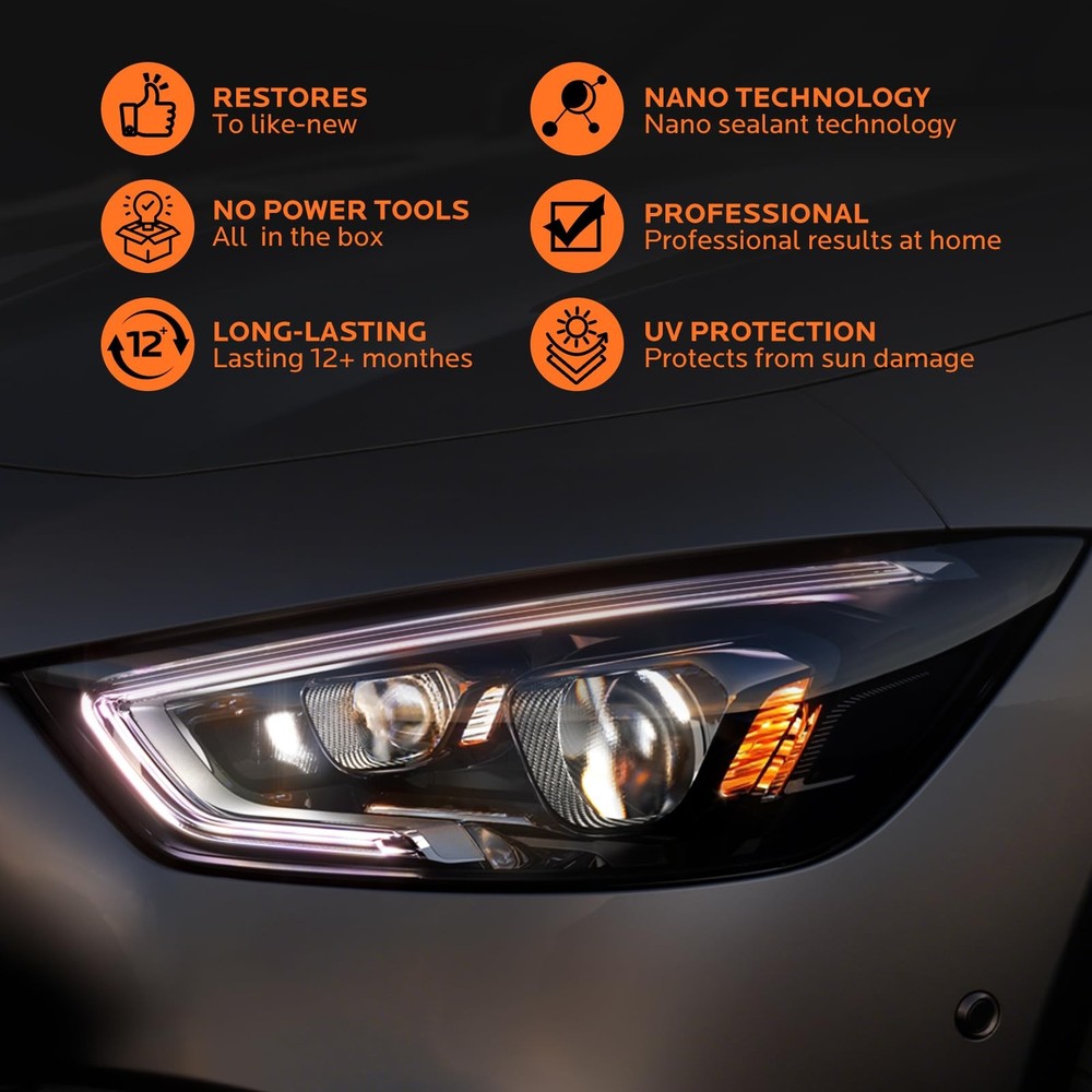 Car Headlight Restoration Kit Cleaner Headlamp Refurbishing System 180ml PC
