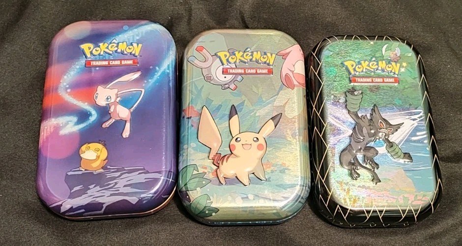 3 Empty Pokemon Mini Tins