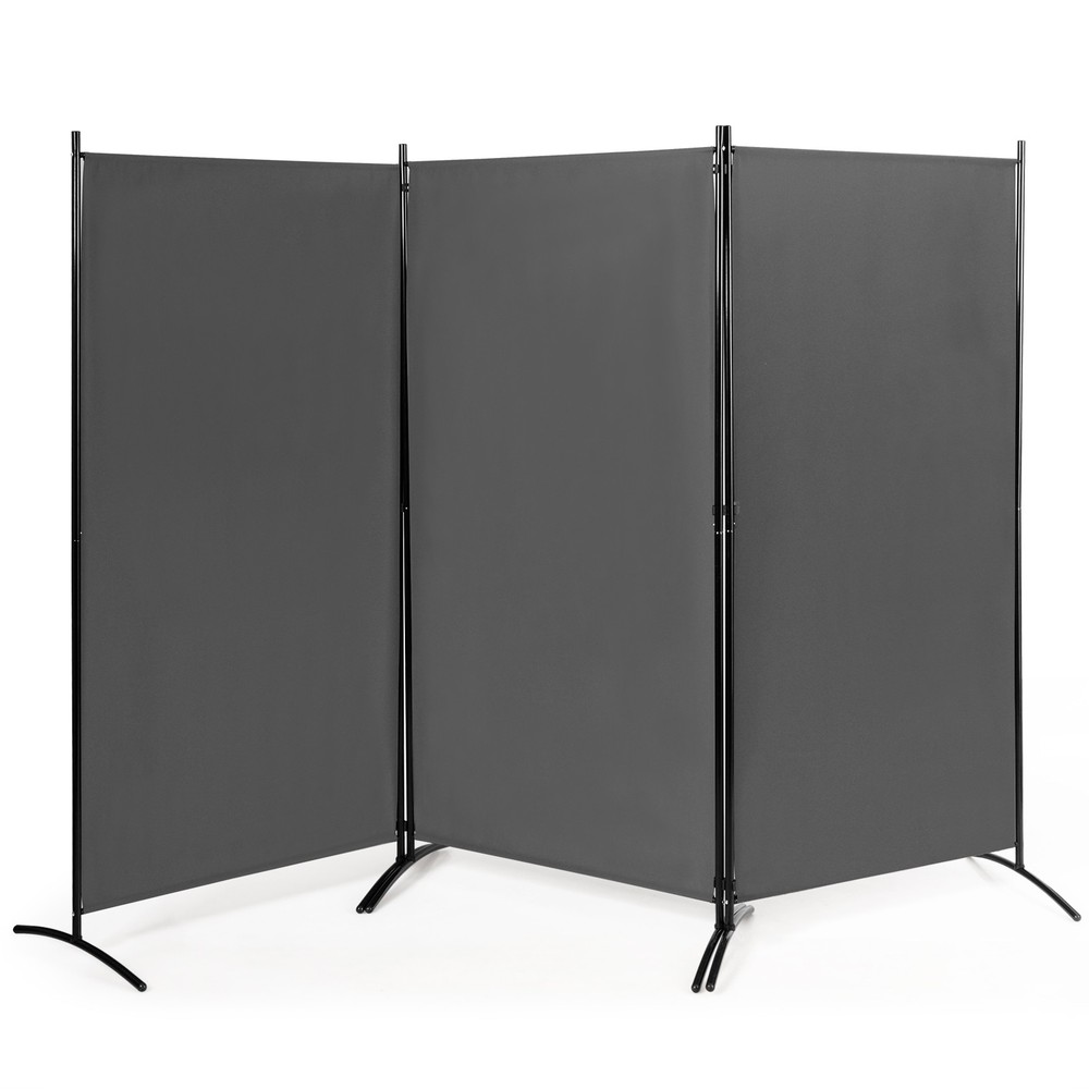 Folding Privacy Partition Screen 3-Panel Room Divider for Office Room Grey