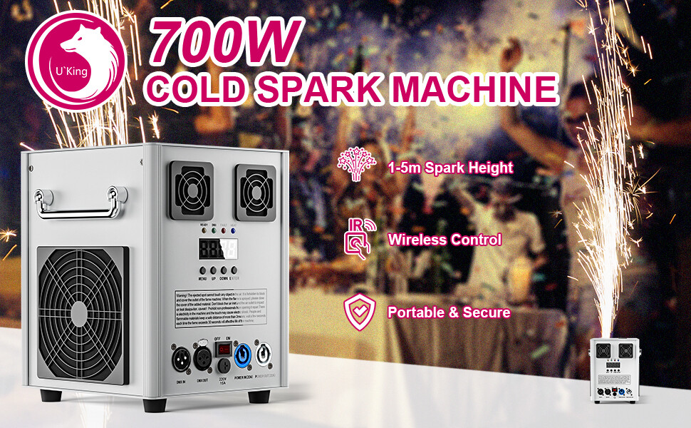 2X 700W Cold Spark Machine Stage Effect DMX Firework DJ Event Party Wedding+Case