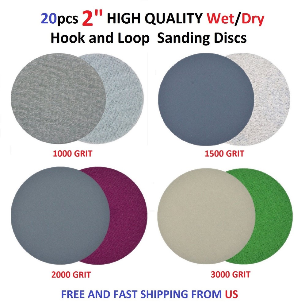 20pcs 2" HIGH QUALITY Wet/Dry Hook and Loop  Sanding Discs