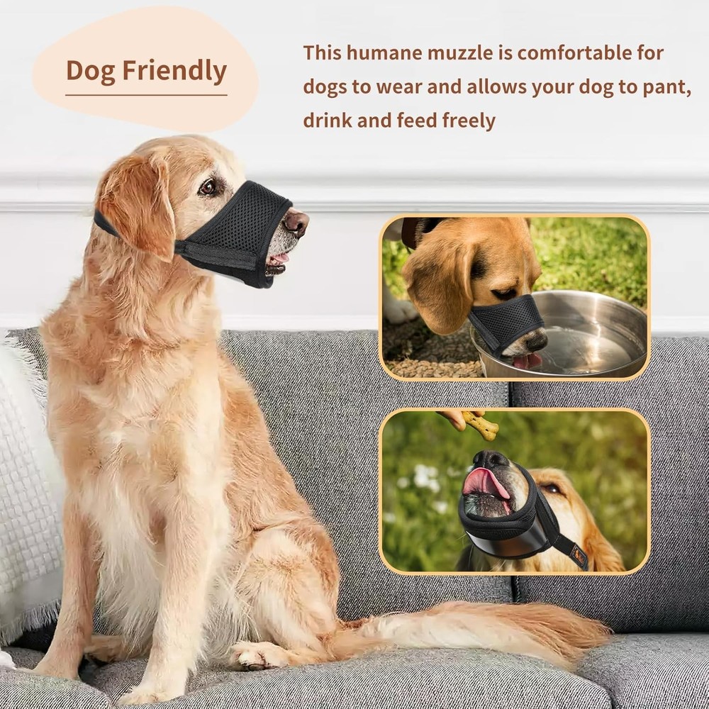 Comfortable Soft Nylon Dog Muzzle - Adjustable, Breathable & Humane Design (XL)