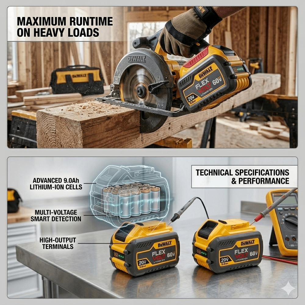 1 Pack DEWALT DCB609 FlexVolt 20V / 60V MAX 9.0Ah Lithium-Ion Battery Tool