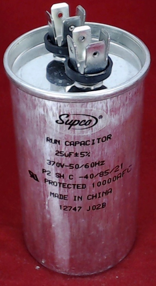 Run Capacitor, Round, 25 Mfd., 370 Volt, CR25X370R