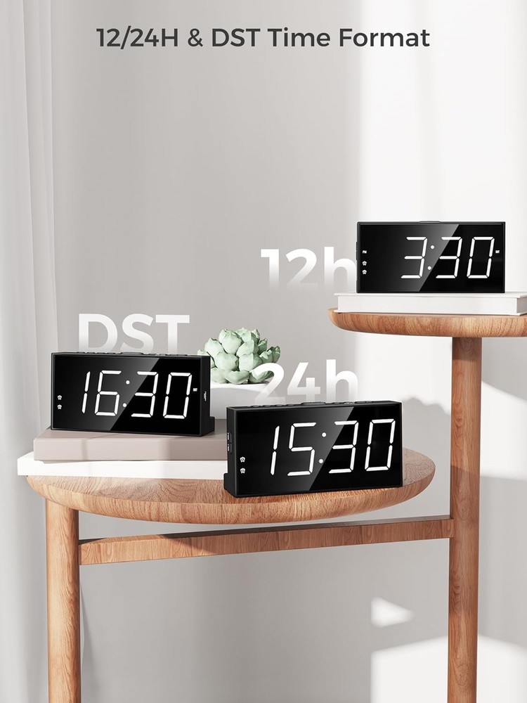 Dual Alarm Digital Clock with Large Display & USB Charging