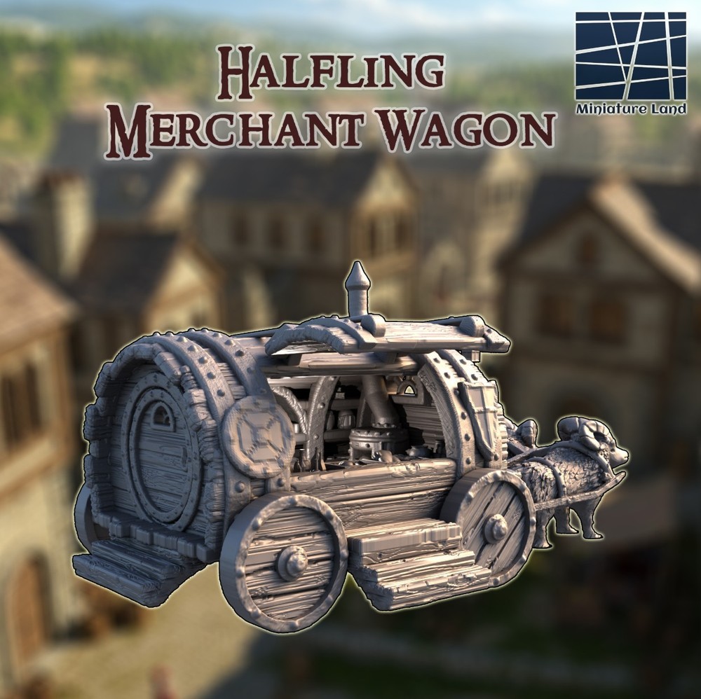 Halfling Merchant Wagon 28mm Tabletop Building.