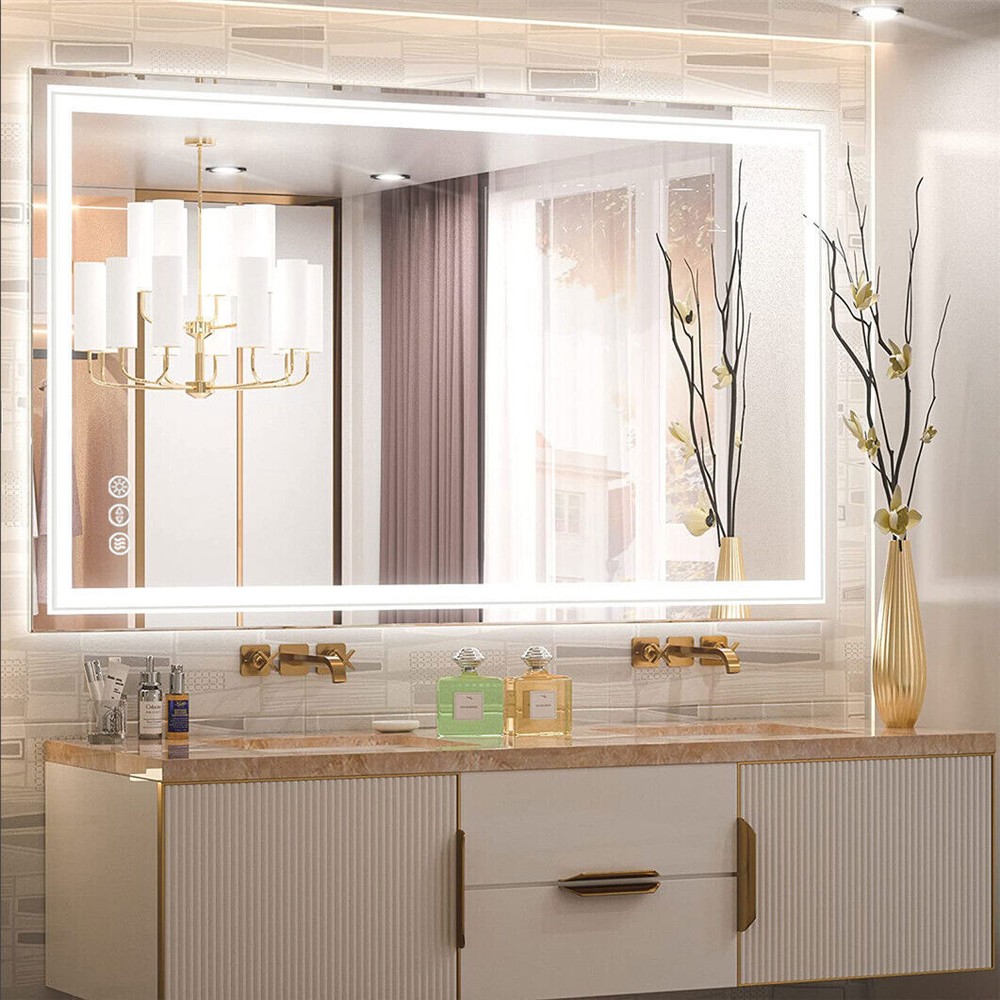 Upgrade Lighting Strips LED Bathroom Vanity Mirror Front Light& Backlit Antifog