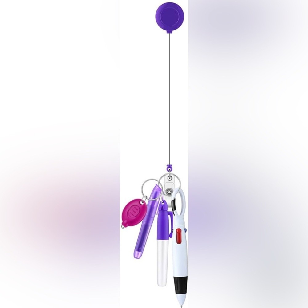 Multicolor Retractable Badge Holder Pen Set