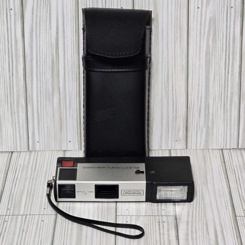 Vintage Continental ELECTROFLASH 555 Camera With Black Leather Case Untested
