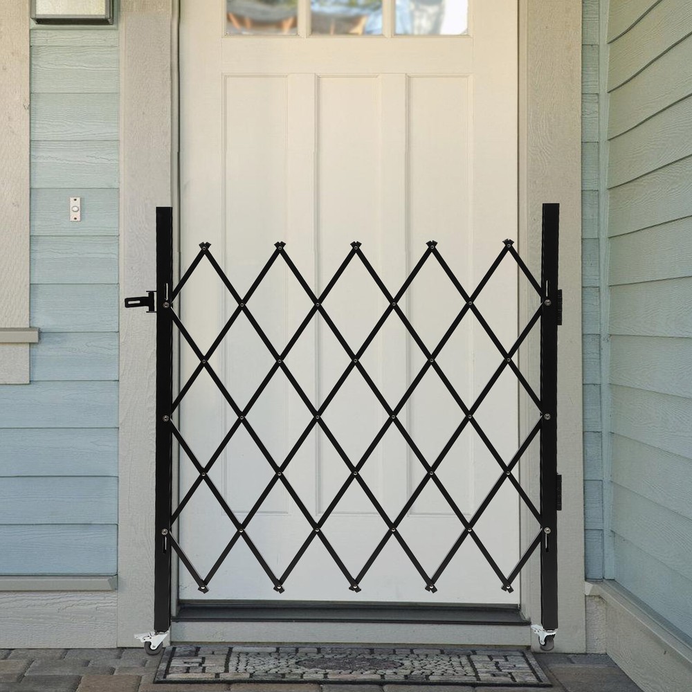 Rolling Barricade Security Gate Single Folding Doors Scissor Gate with Padlock.
