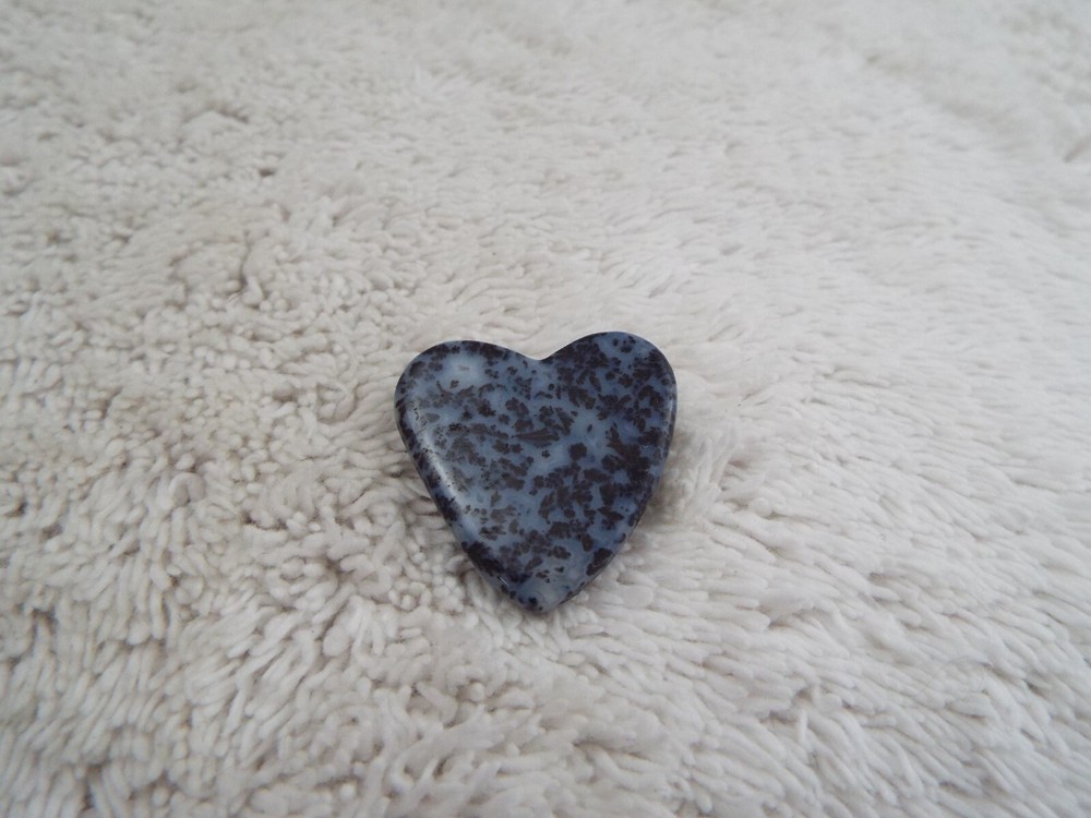 Blue Black Spotted Stone Heart Pin (H14)
