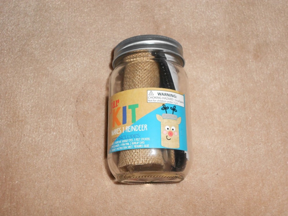 NEW, KIDS CRAFT JAR KIT, MAKES 1 REINDEER