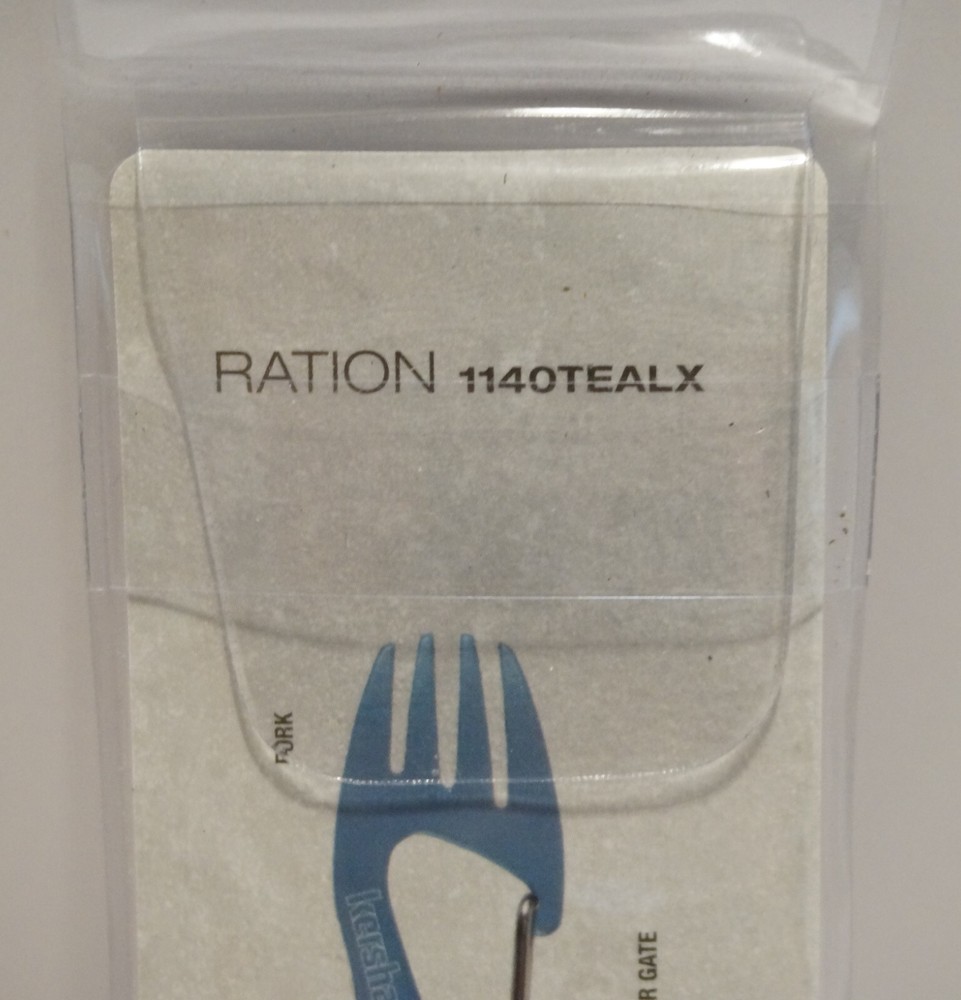 Kershaw Ration Fork / Spoon Combo, Bottle Opener, Carabiner, Teal Blue, Compact