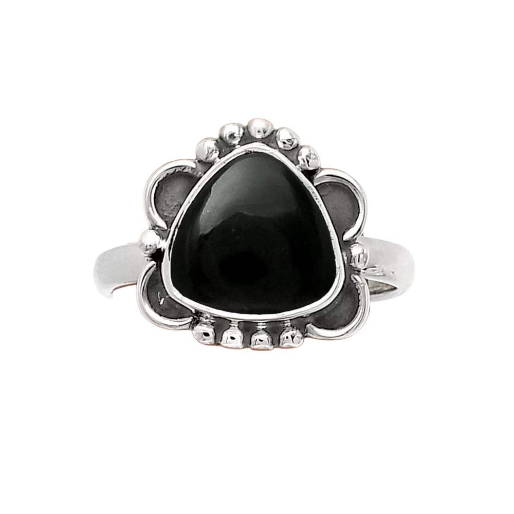 Black Onyx Solid 925 Sterling Silver Ring 7