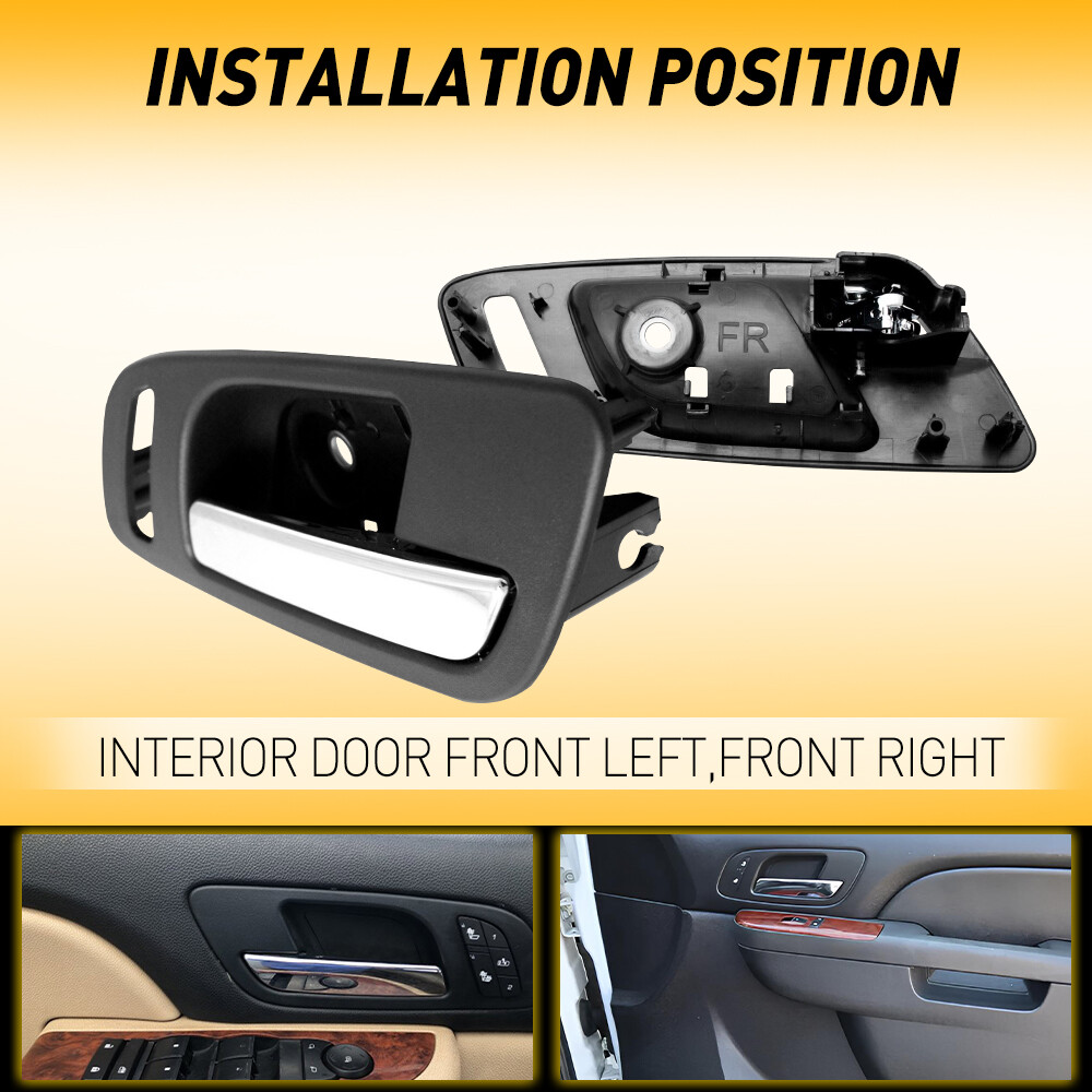 Inner Interior Inside Door Handle Black Chrome Lever Front Left Right Set of 2