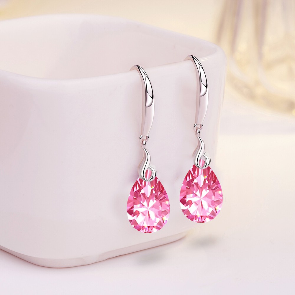 Dangle Earring 925 Silver 13mm Pear Shape Swarovski Element Crystal Drop Earring