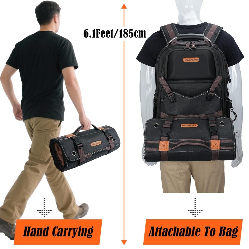 23-Pocket Canvas Tool Roll, Heavy-Duty Tool Wrap Roll, Waterproof Canvas Roll...