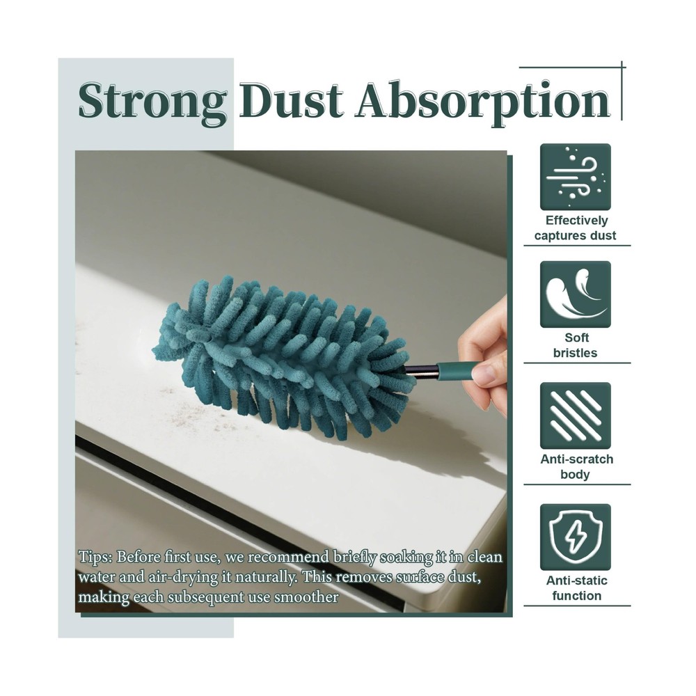 2 PCS Car Interior Duster with Extension Pole, Microfiber Car Dusters with Be...