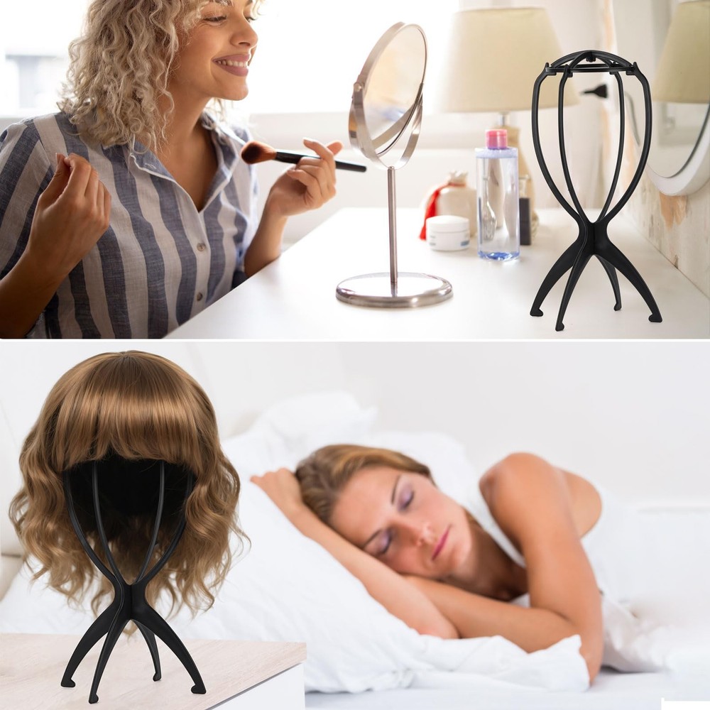Portable 9-Piece Wig Stand Holder for Multiple Wigs - Durable and Compact