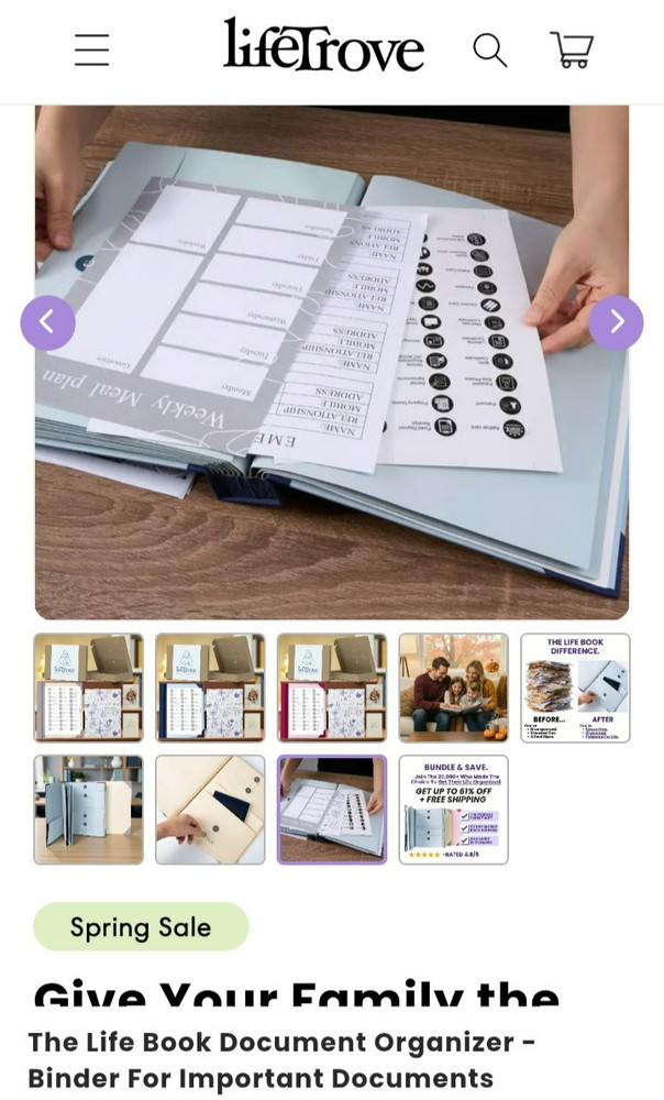 LIfeTrove "the life book" planner/organizer for important documents
