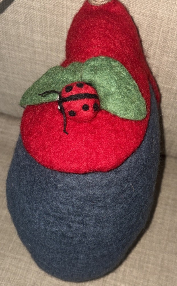 Lady Bug Wool Felt Birdhouse Inside or Outside