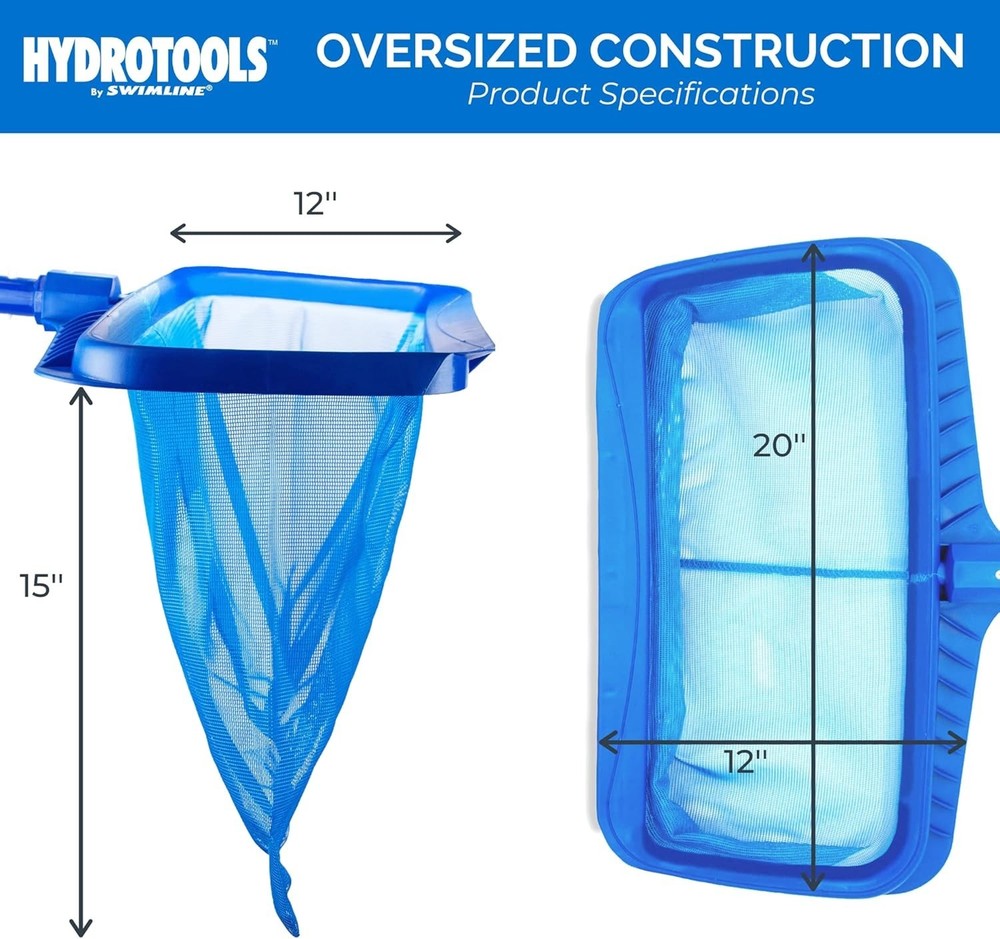 Hydrotools Leaf Rake Extra Large Deep Mesh Pool & Pond Skimmer Net