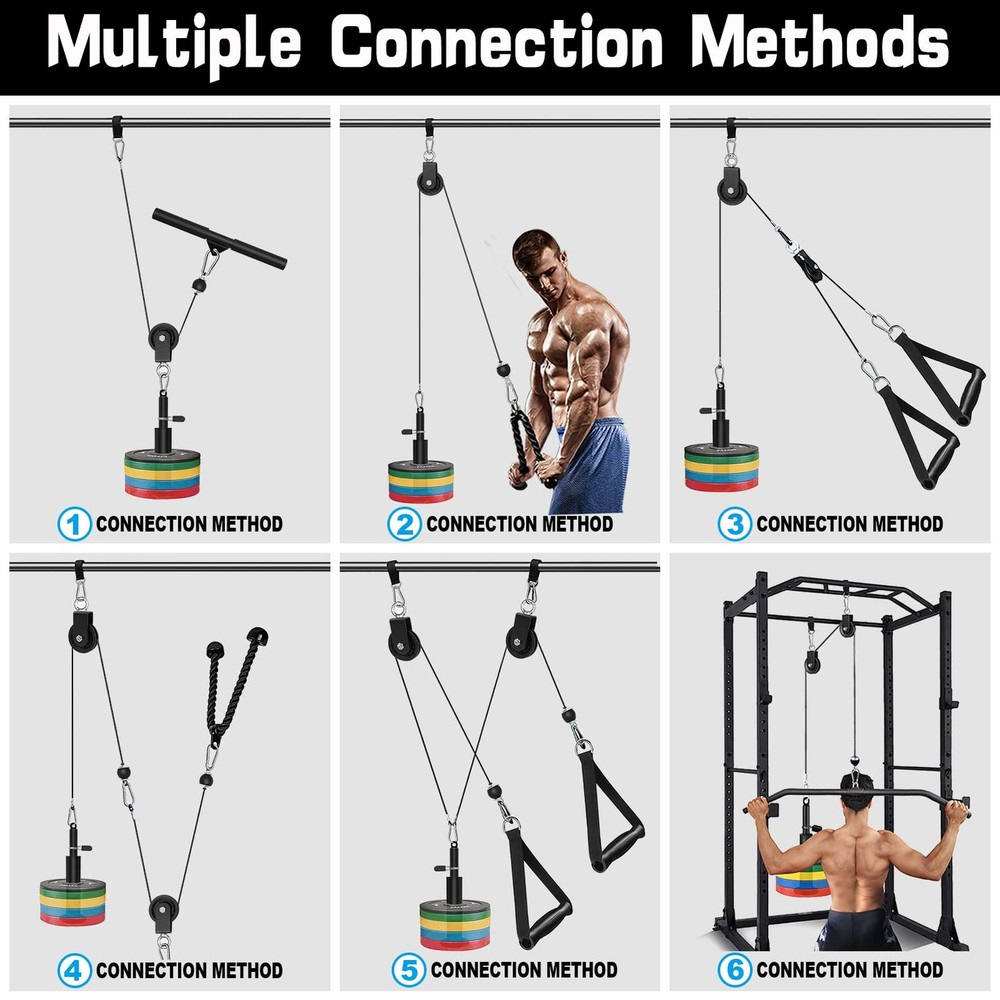Cable Pulley System for Home Gym - LAT Pull Down, Biceps, Triceps Workouts