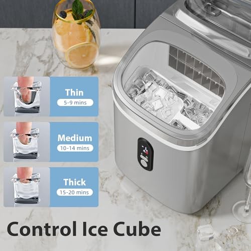 Countertop Ice Cube Maker Machine with External Water GREY